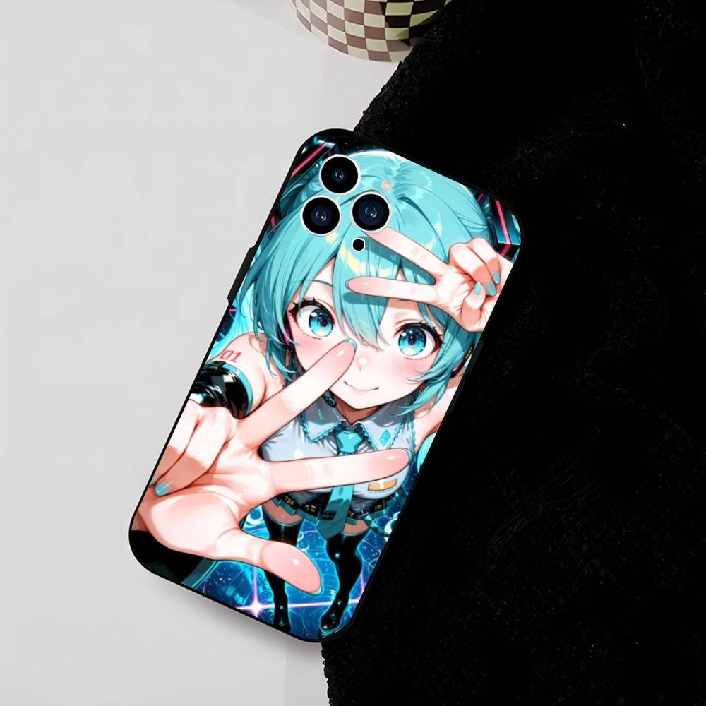 Virtual Singer H-Hatsune M-Miku Phone Case Cool Black Silicone Soft For IPhone 16 15 14 13 12 11 X XR Plus Pro Max Plus