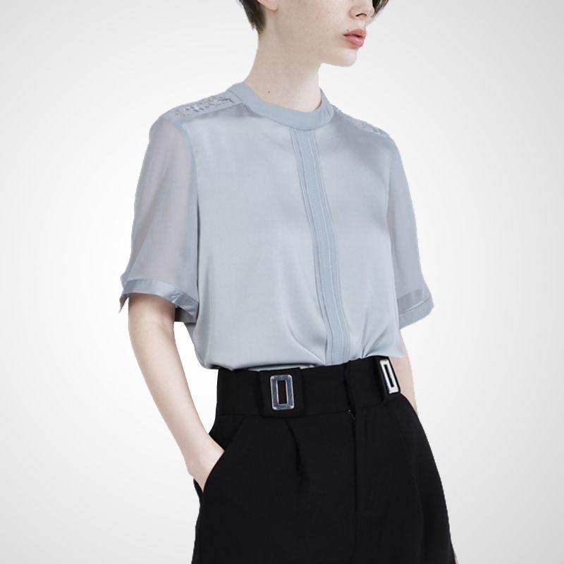 

Классная маленькая рубашка в маленьком западном стиле, модная рубашка, новинка, лето 2025, модная рубашка с коротким рукавом, модная, облегающая Gray Blue 2XL