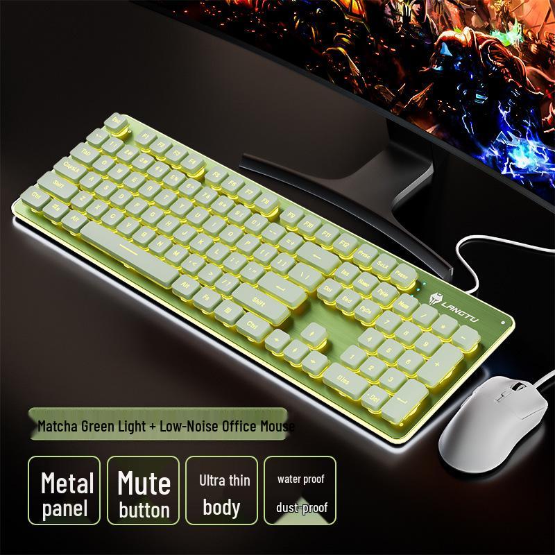 Langtu Silent Wired Keyboard with Backlit Mechanical Feel for Office & Laptop