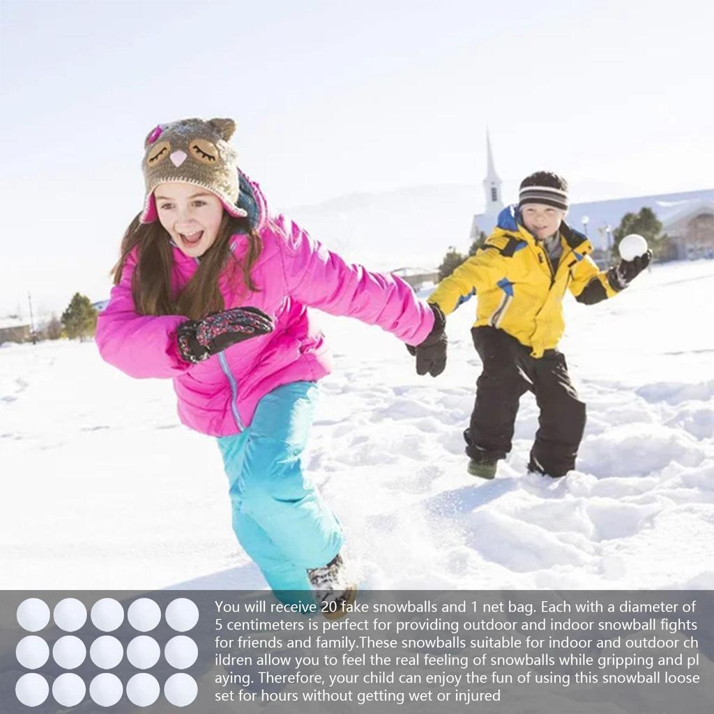 Artificial Snow Balls 20 Pieces Realistic Snow Fight Ball Ergonomic Toy For Indoors Outdoors Children Adults Village Photo Booth