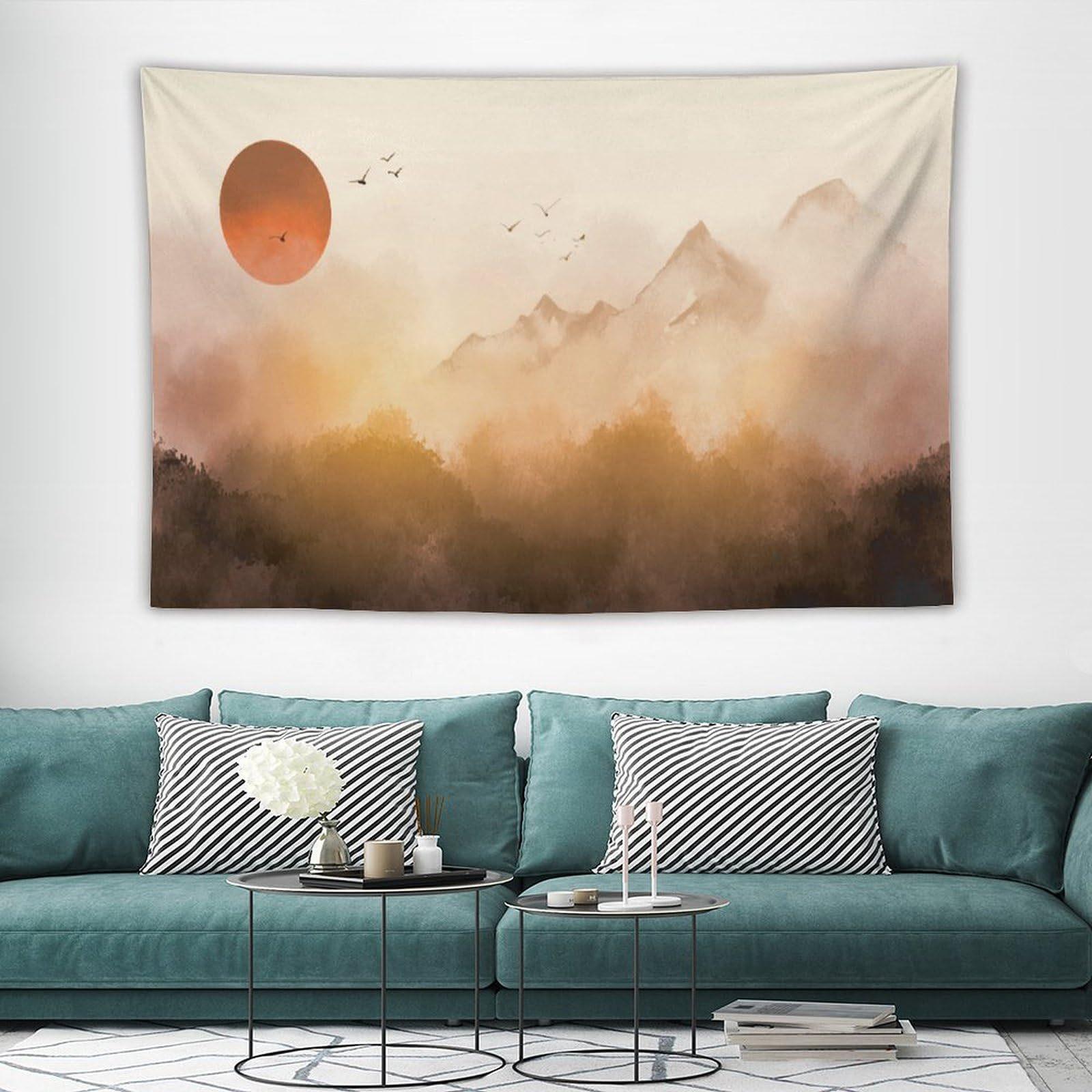 Aurora Snow Mountain Sunset Tapestry 75x100