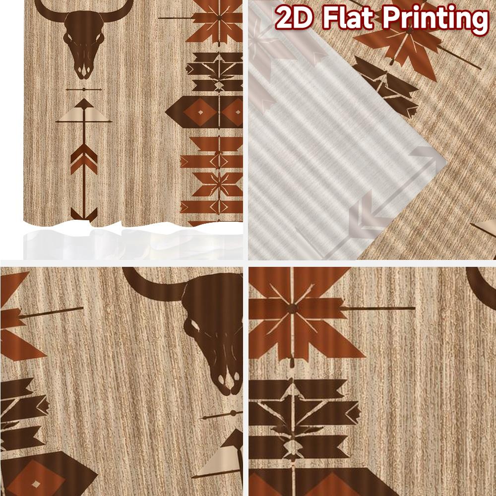 2D FLAT PRINTING 2pcs Curtains (Without Rod) Tribal Arrow and Skull Design Modern Print Curtains Versatile 100% Polyester