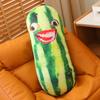 40/60Cm Funny Long Watermelon Plush Pillow Stuffed Emotion Face Green Fruit Long Bolster Sleeping Companion Party Prop Gift