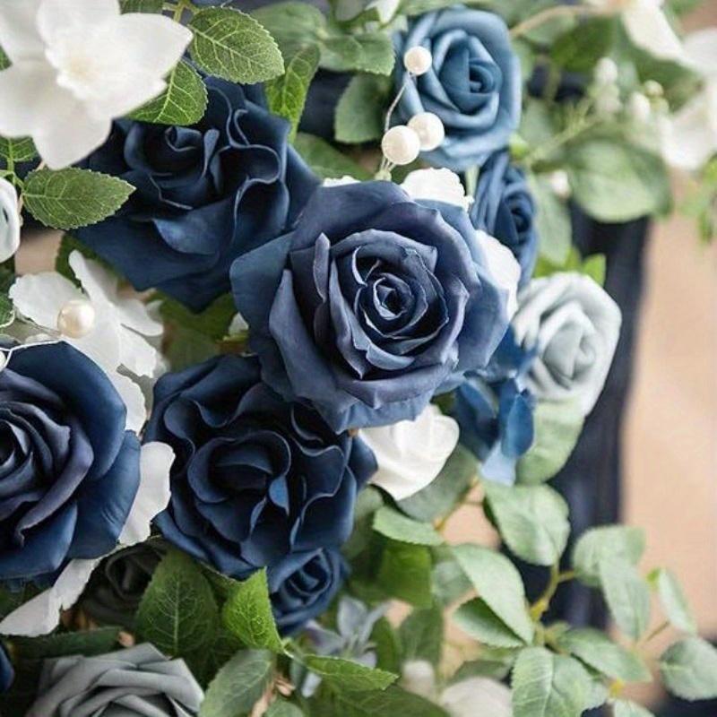 2Pcs Artificial Rose Green Plants Flowers Pendant Centerpieces for Outdoor Yard Patio Garden Wedding Arch Holiday Party Home Decor Gifts for Friends