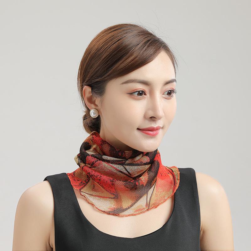 New Style Bib Women's Hedging Thin Sunscreen Veil Small Silk Scarf Neck Guard Mask Women Gauze Scarf with Shining