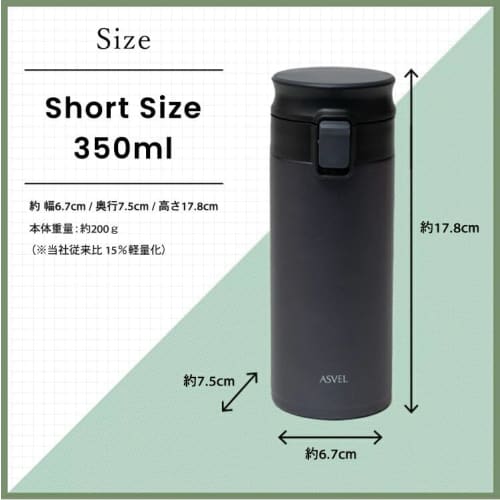 Lightweight, Stylish, One-touch Stainless Steel Water Bottle with Integrated Gasket, Model TLW350, Available In Earth Tones and Black.