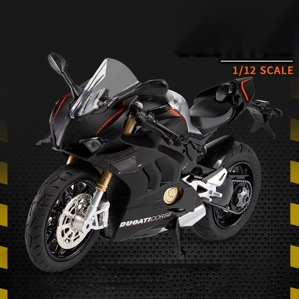 

1/12 Sacle V4S Panigale Motorcycle Toy Car Model Metal Vehicle Body Alloy Diecast Sound Light Birthday Christmas Gift Children чорний