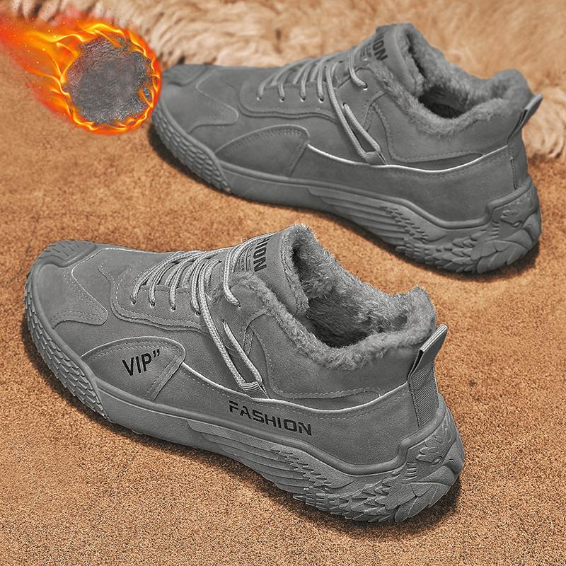 Мужские плюшевые теплые и модные высокие рабочие ботинки — фото 17