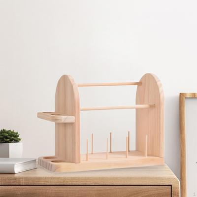 Portable Thread Holder Wool Storage Stand with Side Organiser Yarn Dispenser Spindle Feeder for