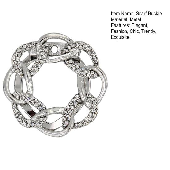 Scarf Ring Clip for Women Rhinestone Flower Belt Scarf Slide Buckle Metal Floral Shawl Brooch Ties Clips for Dress Shirts Clothing Accessories