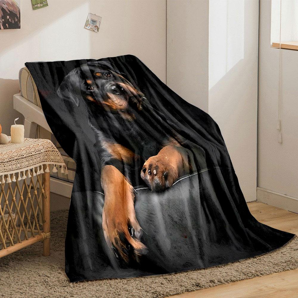 Rottweiler Dog Print Blanket bedroom Blanket for Livingroom Couch lunch break Soft throw for Friend's festival Gift