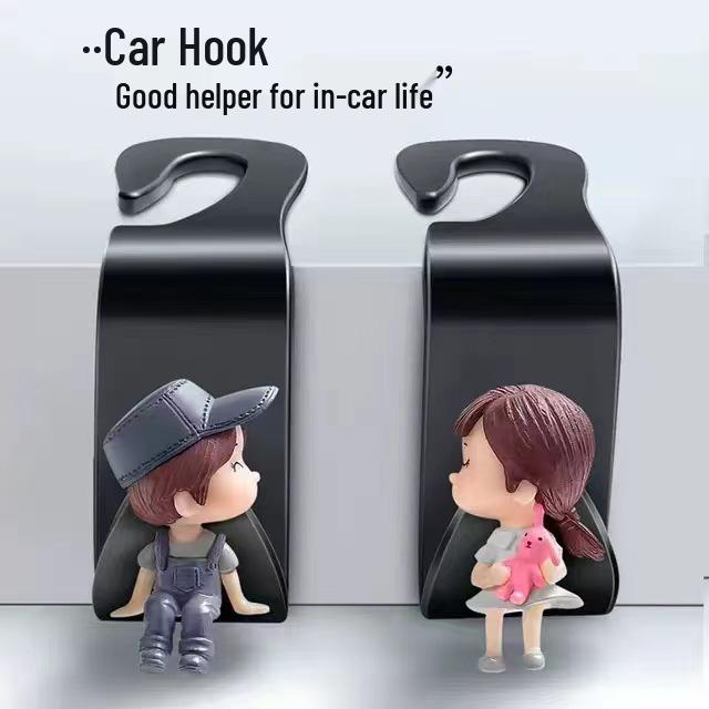 Cute 3D Cartoon Car Seat Back Hooks - Couple Collection
