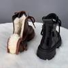 Women's Genuine Leather Martin Boots - Winter Velvet, Thick Warm, White Fur, Non-Slip, Wear-Resistant Snow Boots