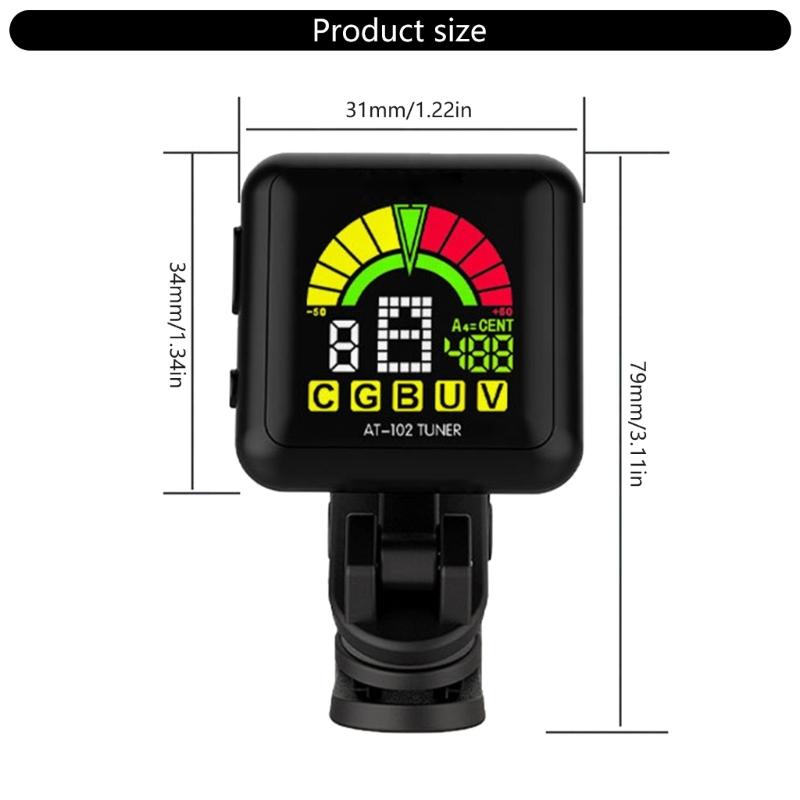 Rechargeable Clip On Guitar Tuner 360 Degree Rotating Digital Electronic Tuner for Guitar Bass Violin Ukulele Tuner
