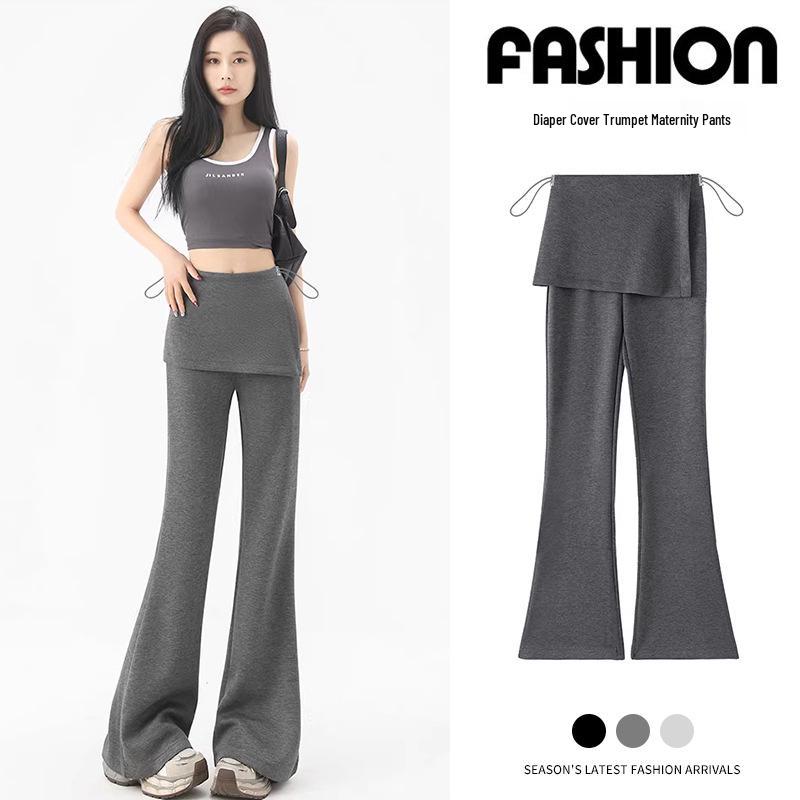 2026 Spring/Summer Maternity Slimming Micro Flare Butt Cover Two-Piece Casual Pants
