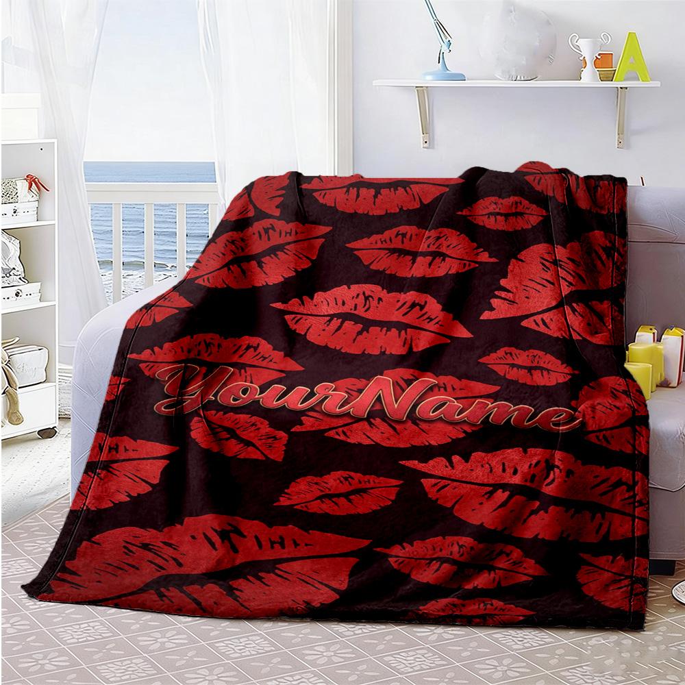 Rose Customize Your Name Blanket Cozy Personalized Blanket Soft Warm Cozy Suitable for Bedding Chair Home Decor Living Room Four Seasons Multipurpose