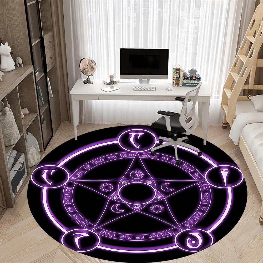 1pc Witchcraft Magic Office Round Area Rug,  Mat Suitable ForOffice, Under Office Chairs Bedroom Living Room Home Decor, Room Deco