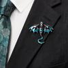 Dragon Lapel Pin 2Pcs Rhinestone Flying Brooch, Western Winged Pin, Alloy Brooch Sweater Cardigan Coat Suit Scarf Decor, Men Jewelry Accessories Clip