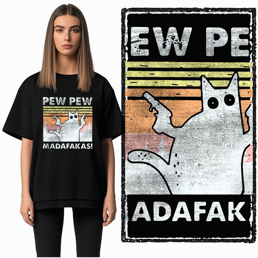 Coolmind DB 100% Baumwolle Katzenprint Exklusiver Grafik Damen T-Shirt Cooles SCHWARZES Damen T-Shirt Übergröße T-Shirt für Damen T-Shirt