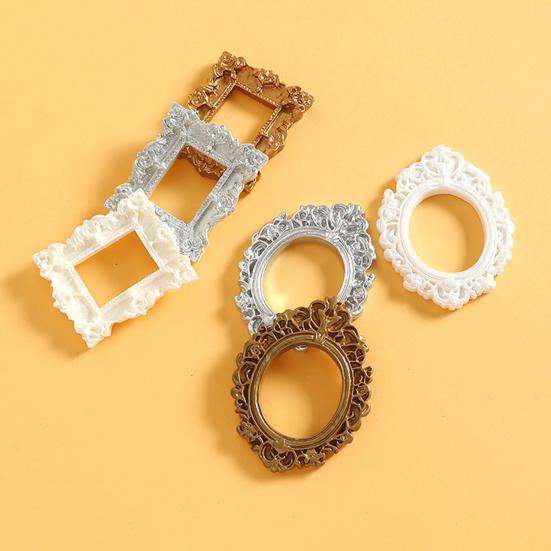 Barock Mini-Bilderrahmen Retro Kleiner Fotorahmen Vintage Winziger Fotorahmen DIY Zubehör für Schmuck Handyhüllen Kühlschrankmagnete Basteln