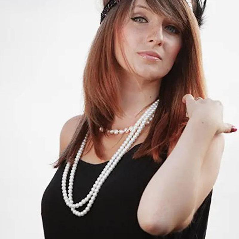 Stylish Simple Pearl Necklace Stylish Multilayer Sweater Chain Collarbone Chain