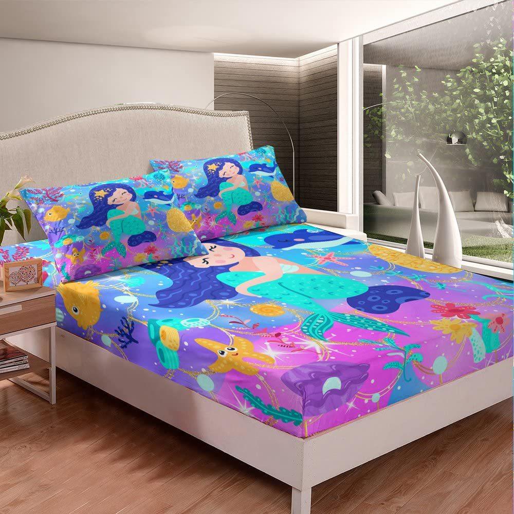 Color Mattress Three-Piece Digital Printing Couple Rainbow Bedspread Modern Cute Bedding Set