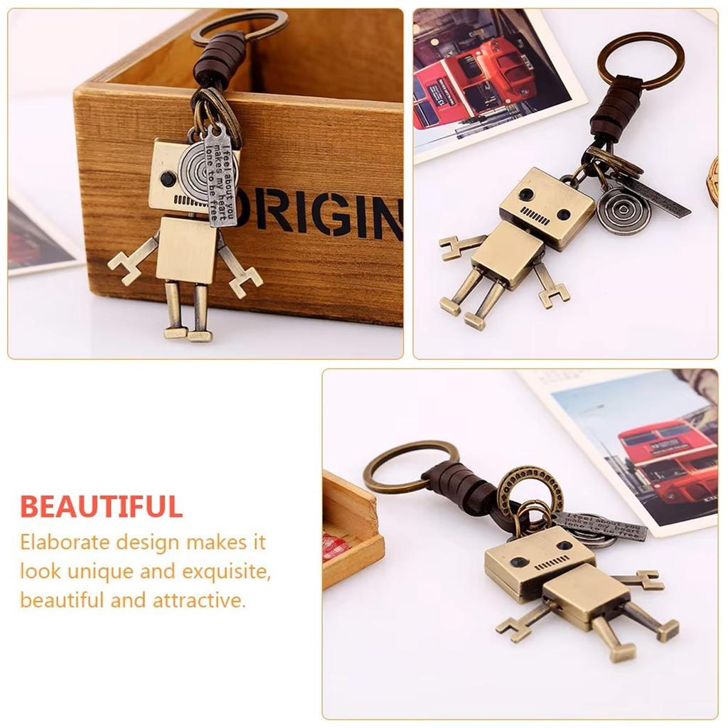 [NOELAMOUR] Stilvolle und Niedliche Roboter-Schlüsselanhänger, Set aus 2 Stück, Legierungs-Schlüsselringe und -Ketten (Roboter A)