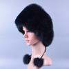 Real Fox Fur Bomber Hat for Women with Leather Thick Warm Sheepskin 56-60cm Lady Winter Caps