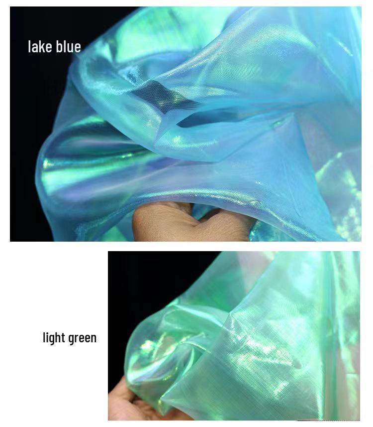 High-Density Iridescent Seven-Color Organza Fabric for Wedding and Stage Costumes