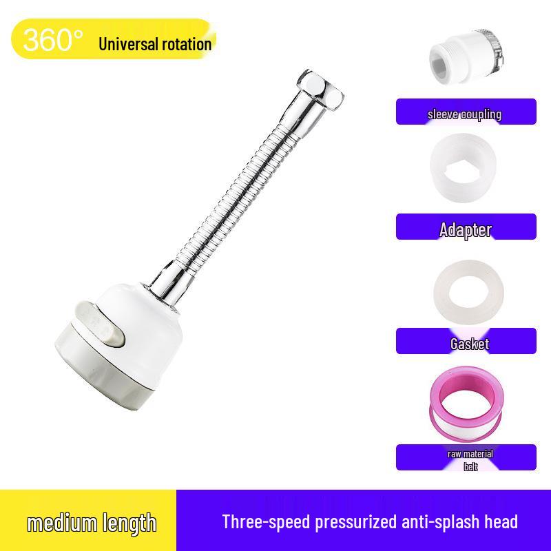 Universal Rotating Kitchen Faucet Extender with Water Saver and Anti-Splash Aerator