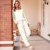 Women's Casual Printed Pajama Set with Round Neck and Loose Fit for Sleep and Lounging