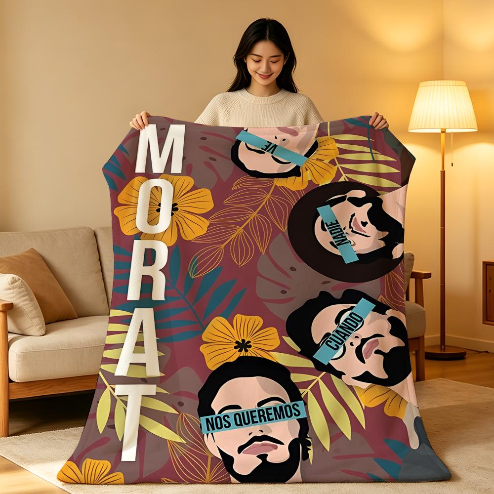 Music M-Morat Throw High-Density Short Plush Blanket Soft Skin-Friendly for Sofa Nap Air-Conditioned Room