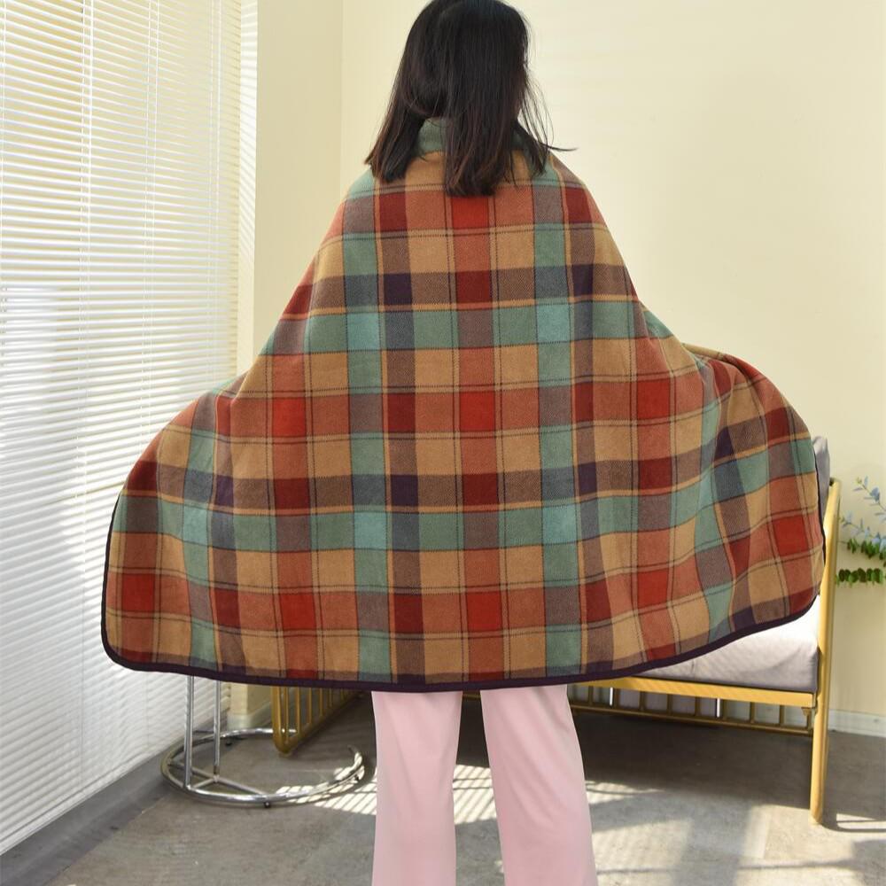 Thickened Plaid Flannel Blanket Shawl for Office