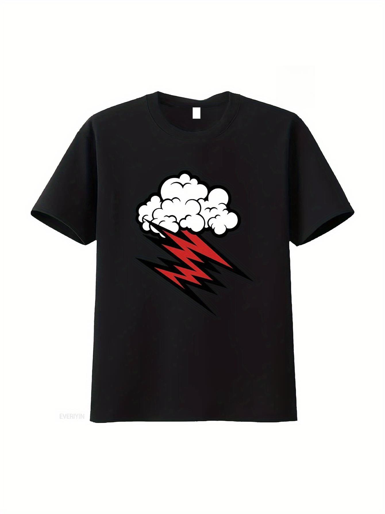 The Hellacopters Official Retro Graphic T-Shirt - Black Soft Wash Unisex Streetwear Tee Featuring a Red Lightning Bolt And Cloud Design M