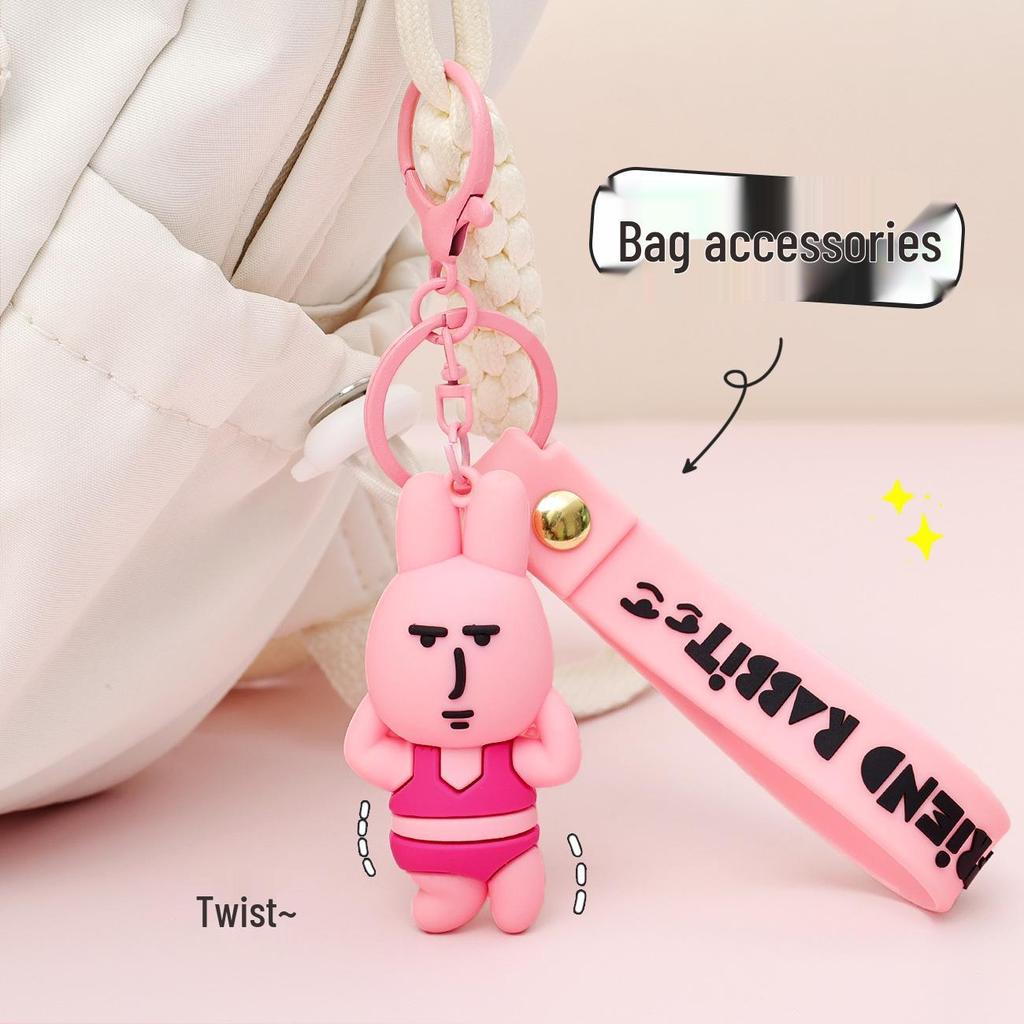 Pink Rabbit Keychain - Cartoon Doll Bag Pendant