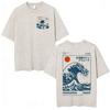 Tokyo Hokkaido Wave Washed Oversized T-Shirt Vintage Japanisch Harajuku Hohe Qualität Baumwolle T-Shirts Herren Damen Kleidung T-Shirt