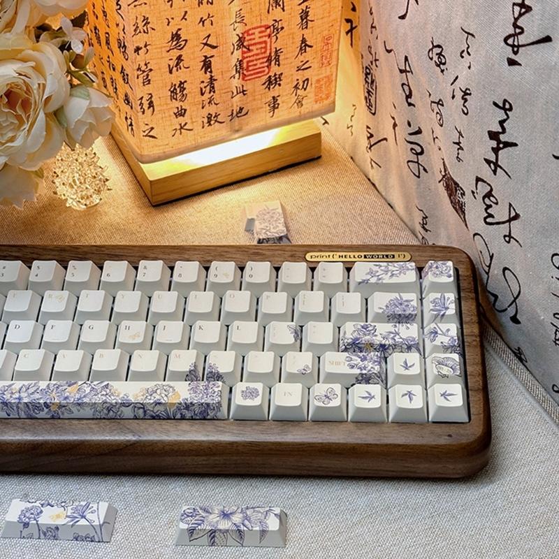 French Embroidery Theme PBT Keycaps DyeSub Keycap Set for Mechanical Keyboard Switches 7u 2.25u 2.75u Spacebar