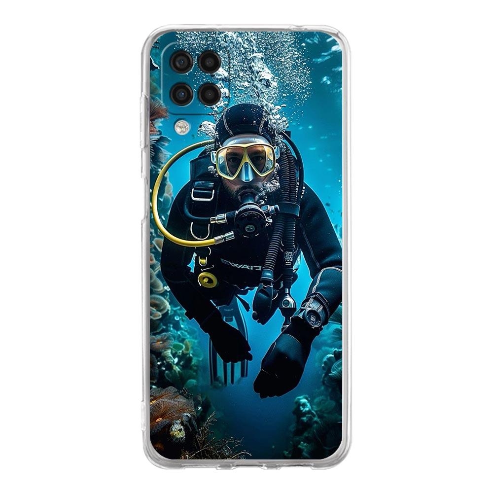 Phone Case For Samsung Galaxy A13 A33 A35 A55 A73 A53 A23 A51 A71 A21S A72 A31 A41 A05s A03S A15 A25 5G Clear Cover Diver Diving
