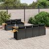 8 piece Garden Sofa Set with Cushions Black Poly Rattan