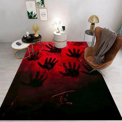 1pc Halloween 2D Ghost Hand Carpet Cross Horror Halloween Carpet Blood Red Handprint Carpet Halloween Home Decoration