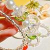 Double Layer Flower Beaded Pendant Phone Charm Hanging Rope Cute Phone Chain Strap Bag Decoration Keychain Accessories