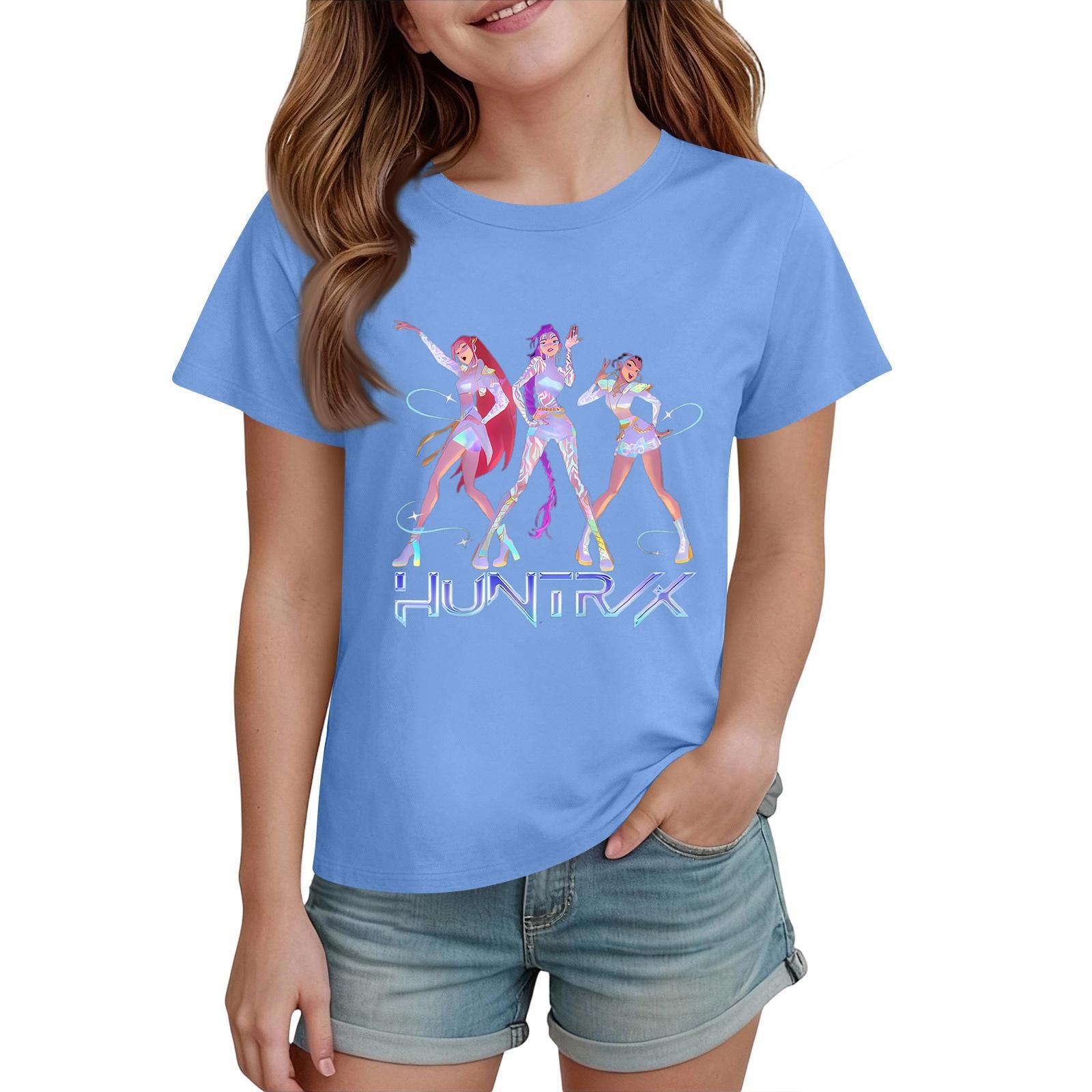 Children s Casual Printed Round Neck Short-sleeved Top 160