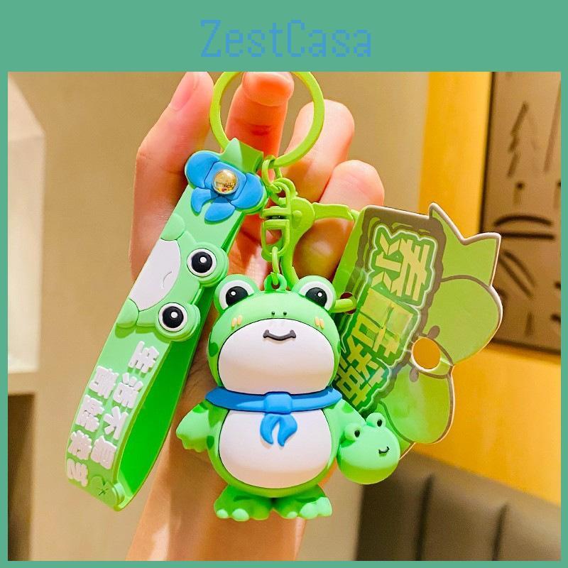 Cute Cartoon Frog Keychain Pvc Material Perfect For Backpacks And Keyrings