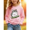 European sizes Kids' Athletic Cartoon Print Round Neck Top, Cartoon Hamster Print Round Neck Kids' Long Sleeve T-Shirt, Cartoon Character