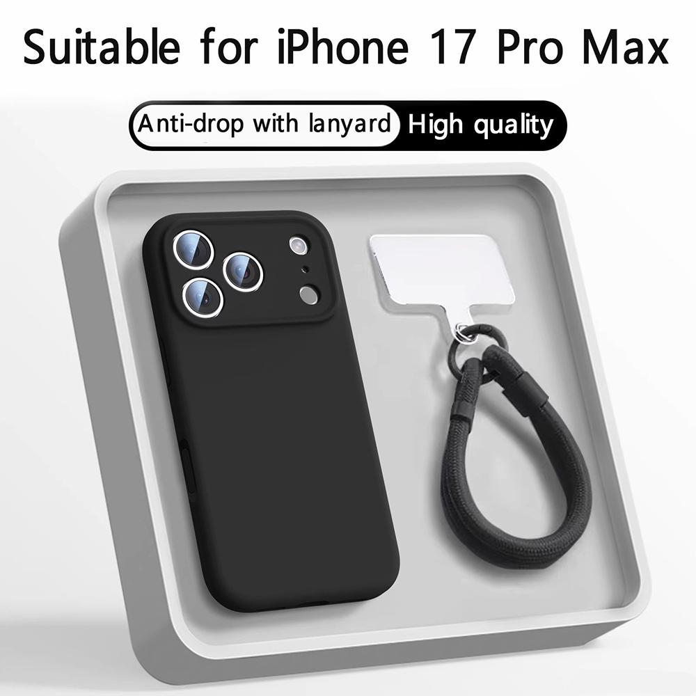 al Liquid Silicone Lanyard Phone Case For For Iphone 17 16 1 Pro Max Soft TPU Shockproof Cases For For Iphone 14 13 Pro Max Cover