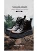 2025 Winter Men's High Top Martin Boots, Plus Velvet, Thick Sole, Retro Leather, Warm and Shiny Workwear Shoes