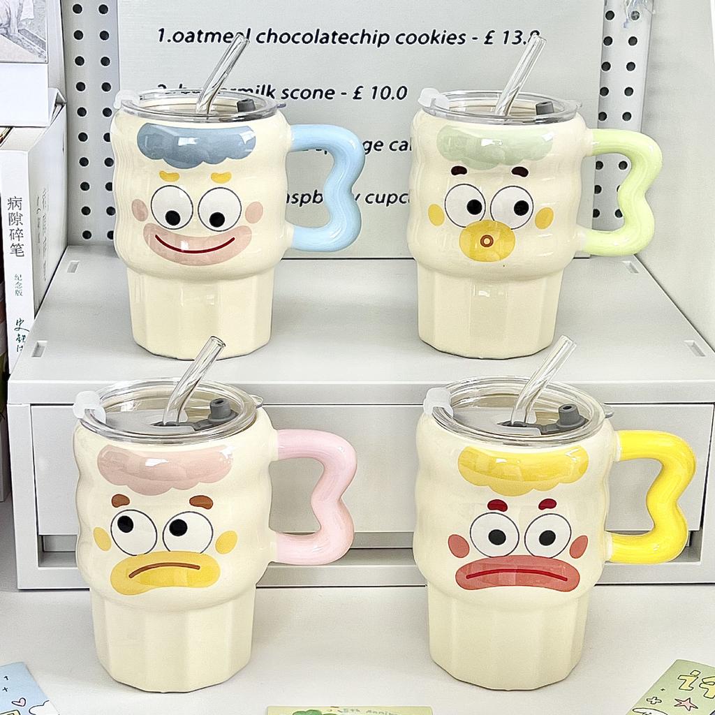 High Looking Clown Straw Cup Couple Ceramic Mug for Birthday Gifts for Boys and Girls Best Friend Souvenir Gift Box