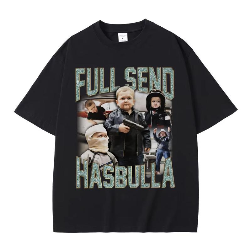 Full Send Hasbulla Magomedov Tshirts Russia Mini Khabib Blogge Fighting Funny Meme T Shirts Unisex Women Vintage Oversized Tshirt