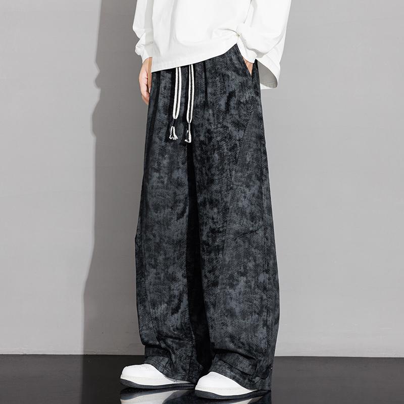 New Men's Loose Draped Wide-leg Casual Trousers Workout Straight Grey Sports Trousers