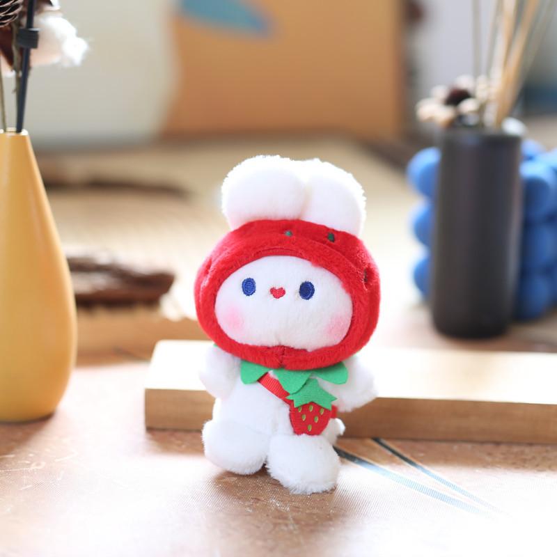 Adorable Strawberry Bunny Plush Toy Cute Doll Keychain Gift For Bags